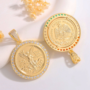 Pendentif Hip Hop en laiton plaqué <span class=keywords><strong>or</strong></span> 14 carats, motif Statue de la Liberté et Ange, <span class=keywords><strong>50</strong></span> <span class=keywords><strong>Pesos</strong></span>, avec micro-pavé de zircone, pour cadeau de fête - Product Image 5
