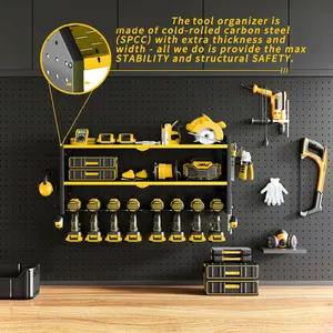 JH-Mech Heavy Duty Steel Space Saving Quick Install Scratch Resistant Wall Mounted Power Tool Storage Rack