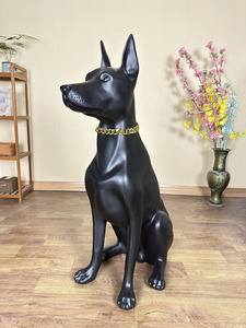 Escultura de Perro <span class=keywords><strong>Doberman</strong></span> de Fibra de Vidrio de Tamaño Real, Estatua <span class=keywords><strong>Grande</strong></span> para Exteriores, Exhibición en Tiendas, Figura Personalizada, Adornos Realistas de Mascotas - Product Image 2
