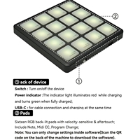 Contrôleur MIDI Bluetooth M-VAVE SMC-PAD/SMC-PAD POCKET avec 16 pads RGB sensibles à la vélocité pour les producteurs de musique électronique