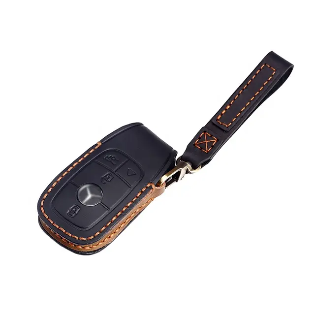 Handmade Genuine Cowhide Leather Car Key Fob Case Cover for Mercedes Benz