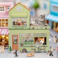 Maisons à gratter pour chatons, condos, cabanes à thème café, cachettes, maisons de jeu, lits avec tapis à gratter, maisons en carton pour chats d'intérieur