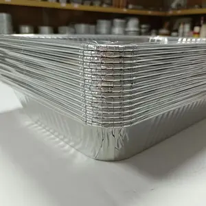 13*21 "528*328*86mm ukuran penuh 9700ml aluminium uap meja panci dalam dengan tutup aluminium makanan panci wadah untuk BBQ makanan takeaway