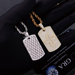Ciondolo con scritta a croce Baguette placcato in oro <span class=keywords><strong>925</strong></span> <span class=keywords><strong>argento</strong></span> ghiacciato VVS Moissanite diamanti Hip Hop ciondolo croce Tag collana - Product Image 5