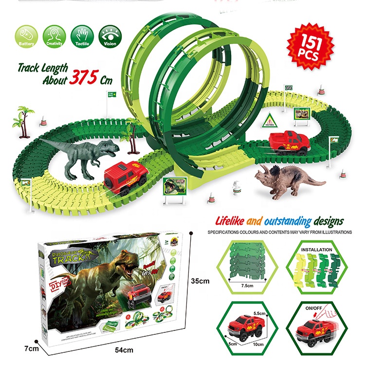 Креативный самодельный сборный поезд динозавра трек гоночная игрушка для детей