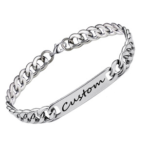 Lanli — bijoux plaqué or 18K, en argent Sterling 925, plaque <span class=keywords><strong>avec</strong></span> nom gravé sur mesure, <span class=keywords><strong>Bracelet</strong></span> pour hommes, femmes et bébé, cadeau d'anniversaire, tendance - Product Image 2