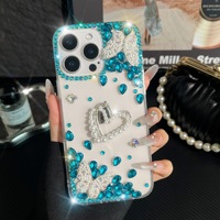 Coque de téléphone créative en acrylique avec perles et strass, motif papillon, style Ins de luxe léger, compatible 17promax