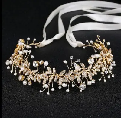 Luxury White Handmade Bead Crystal Headdress Bridesmaid Bridal Wedding Hair Ornament Korean Pearls Rhinestone Headband for Girls