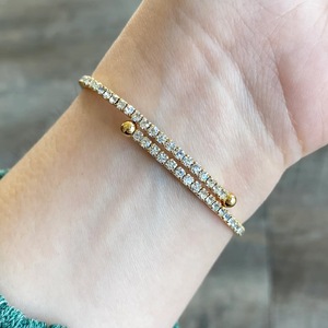 Pulsera de acero inoxidable con incrustaciones de diamantes para mujer, diamante sintético cultivado en laboratorio con corte brillante redondo, joyería de uso diario - Product Image 3