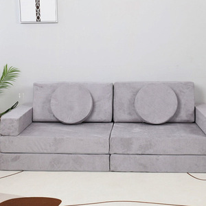 Custom Made Irregular Shaped <b>Sofa</b> Grey Soft Play Set For <b>Kids</b> Safety Feature Child Furniture - Product Image 1