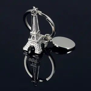 Kişiselleştirilmiş hatıra eyfel kulesi özel Metal gümüş küçük miktarlarda anahtarlık