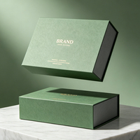 Boîte cadeau en papier magnétique vert et noir avec logo personnalisé de luxe, boîtes d'emballage rigides pliables recyclables avec couvercle magnétique