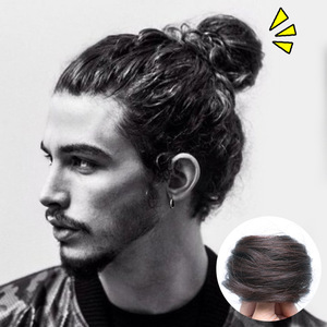 Perruque chignon pour <span class=keywords><strong>homme</strong></span>, accessoires de coiffure pour costume ancien, <span class=keywords><strong>cheveux</strong></span> courts, mini-chignon moelleux en vrais <span class=keywords><strong>cheveux</strong></span>, anneau à <span class=keywords><strong>cheveux</strong></span>, outil pour chignon, OMBRE - Product Image 3