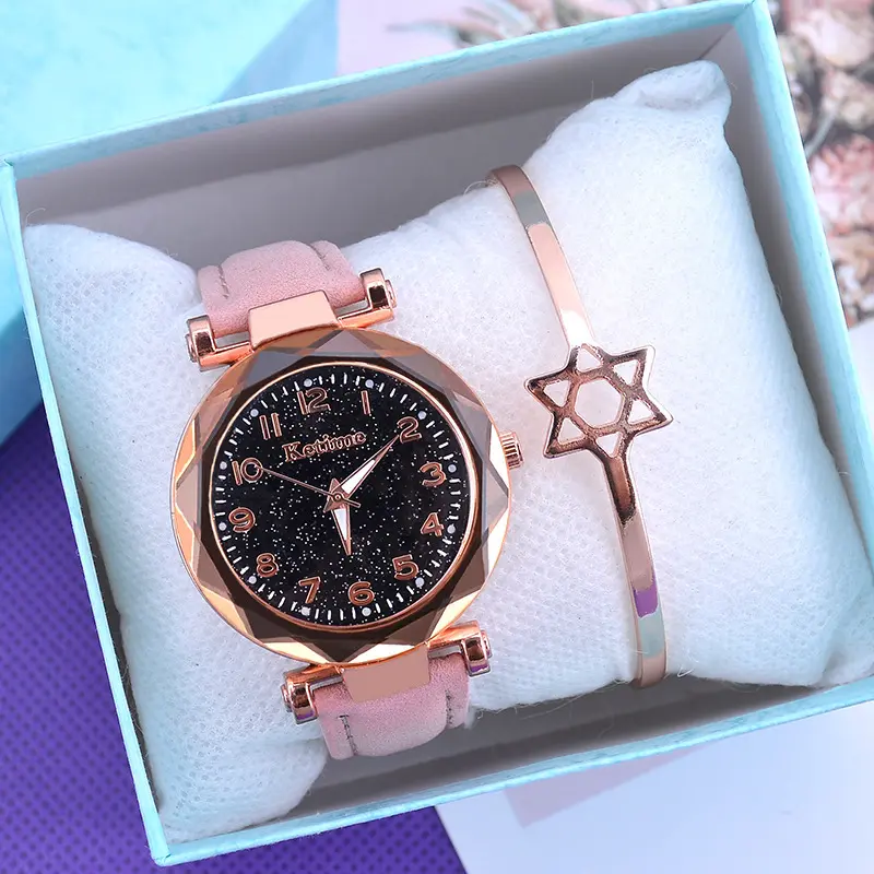 Casual Women Watches Starry Sky Quartz Wristwatch Female Clock Leather Fashion Wrist Watches Women Lady