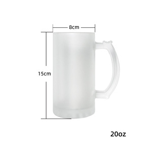 Taza de Vidrio Esmerilado de 20 oz, Vaso de Cerveza Sublimable con Asa, Regalo para Fiestas - Product Image 2