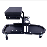 Asiento Mecánico Rodante TWS con Bandeja para Herramientas, Capacidad de 300 lb, Negro Pulido, Giratorio 360°, GAPSTL006