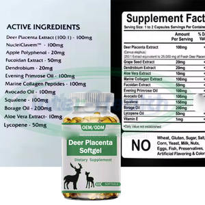 VitaSpring OEM <span class=keywords><strong>New</strong></span> <span class=keywords><strong>Zealand</strong></span> cervi Placenta Soft Gel Capsule integratore salute 1000mg cervo Placenta Softgel - Product Image 3