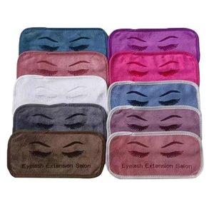 Sesuaikan logo mikrofiber handuk Salon ramah kulit lembut menyerap keringat penutup dahi cepat kering dengan alat baki stiker bulu mata - Product Image 1