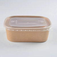 Bol en papier kraft jetable rectangulaire avec couvercles bol d'emballage alimentaire biodégradable carré personnalisé bol en papier carré à vendre