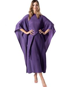 Vestidos Modestos Plisados de Diseño Moderno para <span class=keywords><strong>Mujer</strong></span>, Color Morado Sólido, Talla Única, Ropa Casual Holgada, Vestido Largo de Primavera/Verano para <span class=keywords><strong>Fiesta</strong></span> - Product Image 1