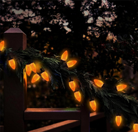 Guirlande lumineuse C9 IP65 étanche de 10 m avec fil vert, blanc chaud éclatant, pour décorations de Noël intérieures/extérieures