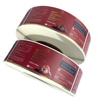 Autocollant personnalisé de luxe rouge imperméable en vinyle adhésif pour étiquette de produit artisanal avec impression dorée brillante