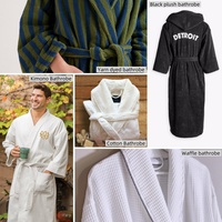 Peignoirs unisexes en tissu 100% coton, longs et épais, chemise de nuit, peignoir de spa, peignoir en coton d'hôtel avec capuche