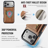 Étui de téléphone en cuir magnétique puissant avec porte-cartes zippé anti-RFID pour iPhone 14 15 Plus 11 13 16 17 18 Pro Max