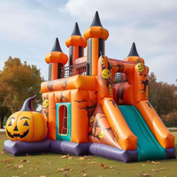 Château gonflable commercial d'Halloween en forme de citrouille pour enfants, avec souffleur d'air inclus, idéal pour les événements festifs en extérieur