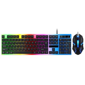 Clavier de jeu filaire avec touches en caoutchouc rétroéclairées et souris de jeu, combo clavier PC RGB - Product Image 2