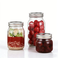Frascos de Vidrio para Conservas con Tapa, Boca Ancha, Resistentes al Calor, para Alimentos y Encurtidos, 150ml 250ml 300ml 380ml 500ml 750ml 1000ml, Venta al Por Mayor