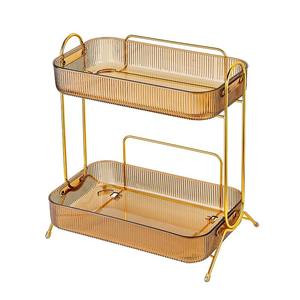 Étagère de rangement cosmétique en acrylique à 2 niveaux, organisateur de maquillage de bureau, support de vanité de salle de bain résistant à l'humidité, écologique - Product Image 5