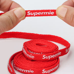 Lacets plats en polyester rouge de haute qualité 100-120 cm, lacets de chaussures personnalisés en usine, lacets imprimés avec logo - Product Image 2