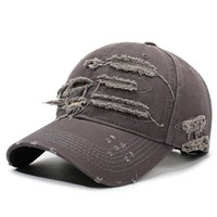 Casquette de baseball vintage déchirée unisexe WQZ26497 printemps-été avec broderie de patch, chapeau de soleil toutes saisons, casquette à visière