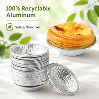 Moldes Redondos Desechables de Papel de Aluminio para Alimentos, Tamaño Mini, Bandejas para Tartaletas, Moldes para Hornear Tartas de Huevo, Moldes para Pastel de Queso, Paquete de Moldes para Hornear Tartas