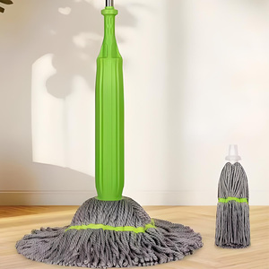 Mop Piatto Auto-Svuotante con Palo in Acciaio e Filato Misto, Strumento per la Pulizia Domestica Senza Mani per Lavaggio Pavimenti - Product Image 2