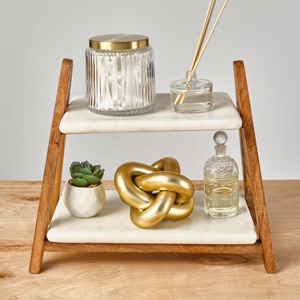 Nuovo Design eco-friendly 2 livelli in marmo legno di Acacia di lusso rettangolo <span class=keywords><strong>per</strong></span> Dessert <span class=keywords><strong>per</strong></span> stuzzichini <span class=keywords><strong>per</strong></span> la festa di nozze - Product Image 3