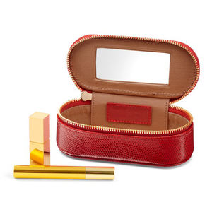 Sevimli kertenkele desen deri Oval şekil Mini seyahat kozmetik çantaları ayna ruj kılıfı tutucu - Product Image 1