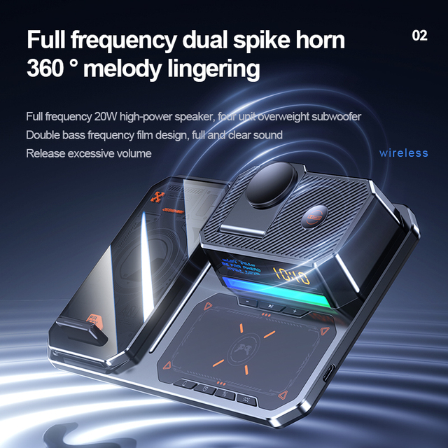 High Quality 15W 3 in 1 Wireless Charger Super Fast Charge 360 Dual Speaker Adjustable Light Desktop Stand