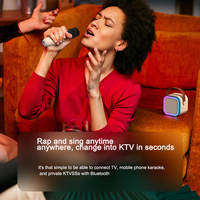 Juego de micrófono portátil para karaoke K12, iluminación LED RGB, minialtavoz inalámbrico recargable, micrófono para actividades al aire libre, uso de ordenador