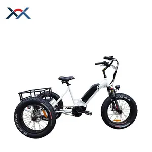 מכירה לוהטת שומן צמיג דואר trike תלת אופן חשמלי 350w אמצע כונן מנוע מטען אופני חשמלי