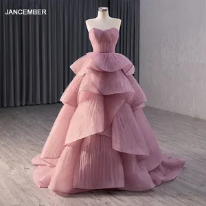 Puffy Evening Dress 2024 Ball Gowns Sweetheart Neck Princess Pink Off The Shoulder Prom Dress Rsm241013