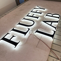 Enseigne en lettres 3D rétroéclairées en acier inoxydable noir et acrylique pour les entreprises, les hôpitaux, utilisation intérieure/extérieure avec modules LED étanches