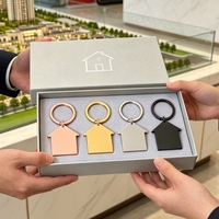 Porte-clés en forme de maison en acier inoxydable avec impression UV par sublimation pour branding immobilier