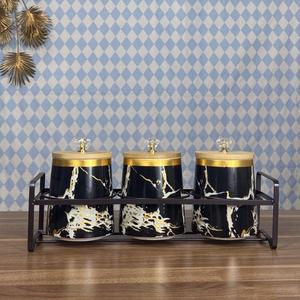 Juego de tarros de cerámica para especias con tapas de madera, almacenamiento hermético de 3.1-4L, contenedor de cocina estilo nórdico para granos y especias - Product Image 1