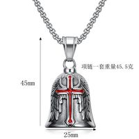 Acier inoxydable Mode Tendance Nouveau Hommes Vintage Croix Cloche Vent Rétro Punk Hip Hop Rock Croix Personnage Pendentif Collier Cloche
