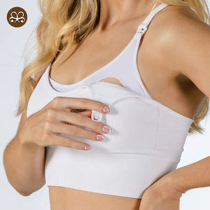 Venta al por mayor de moda Botón de mamá de enfermería mujeres Fitness acanalado <span class=keywords><strong>lactancia</strong></span> maternidad <span class=keywords><strong>Sujetador</strong></span> deportivo - Product Image 1