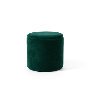 Otomana de almacenamiento con forma de tambor, chenilla, verde oscuro, 23,62x23,62x16,53 pulgadas, para muebles de sala de estar y hogar - Product Image 1