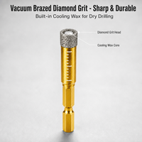 Foret diamanté à sec, technologie de brasage sous vide, adapté à l'élargissement des trous dans le granit, le marbre et les carreaux de céramique - couleur or