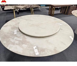 Fendy sang trọng quartzit đá ăn uống thiết lập tùy chỉnh bằng đá cẩm thạch trắng bảng <span class=keywords><strong>Top</strong></span> phổ biến Picasso đá cẩm thạch centreble bàn ăn xoay - Product Image 4